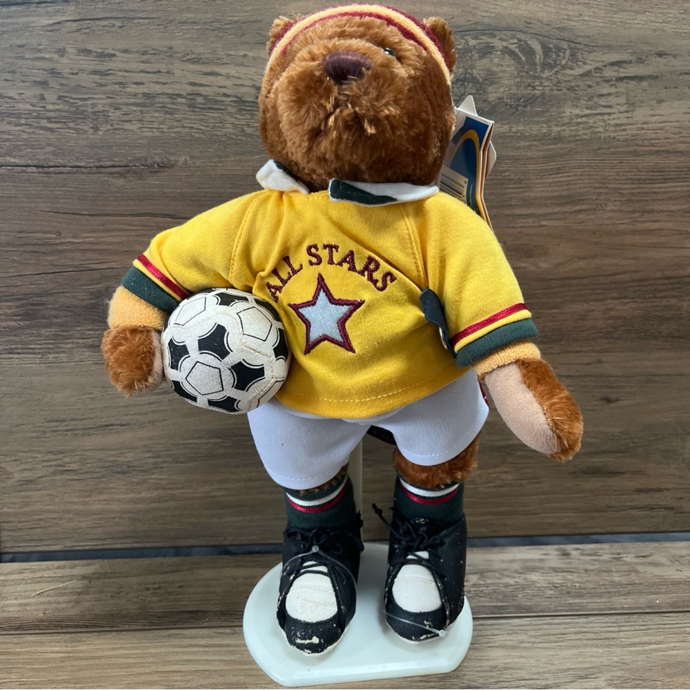 Pickford Bears Jet in Soccer Outfit Brass Button Bear Brown 12 Inch With Tags